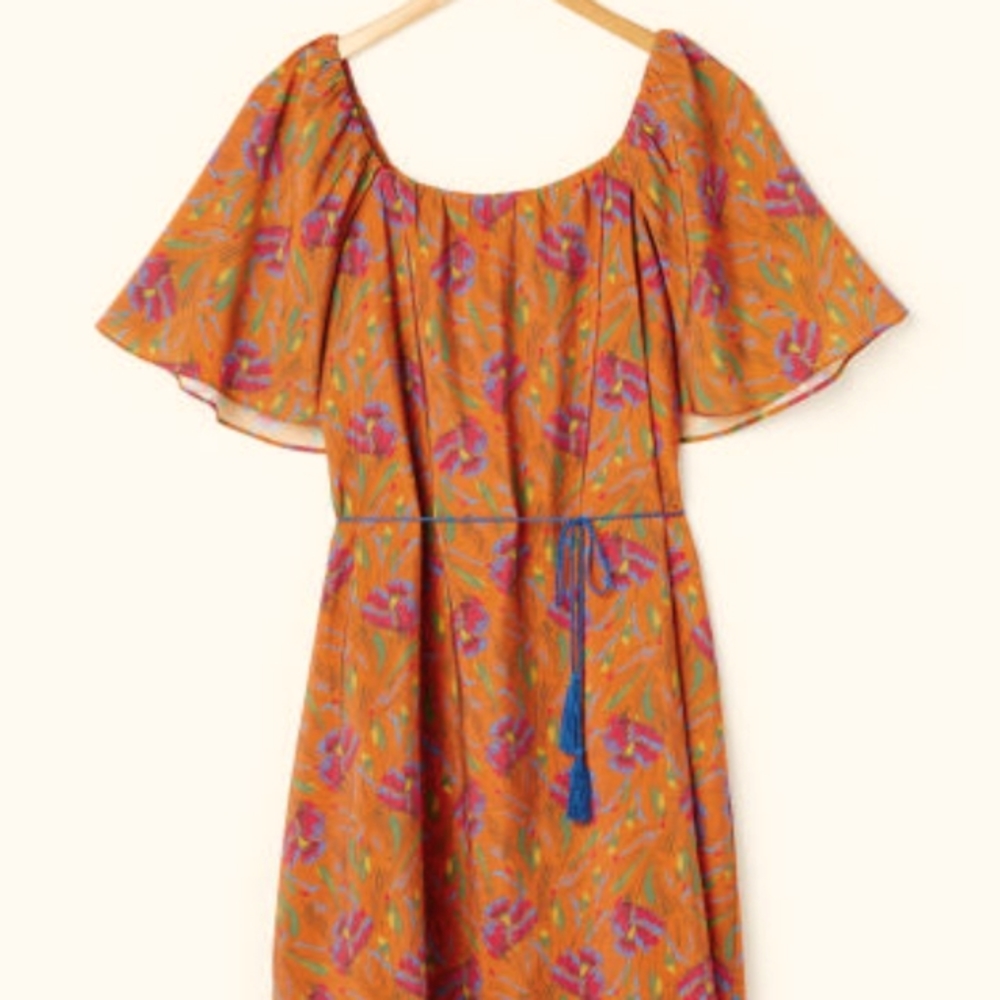The Korner Orange Fall Autumn Flutter Sleeve Shift Dress M Wantable